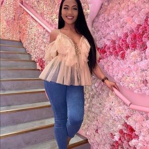 Shein Mesh off the shoulder top!